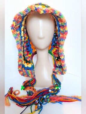 NEW, Crochet hood with beads, handmade